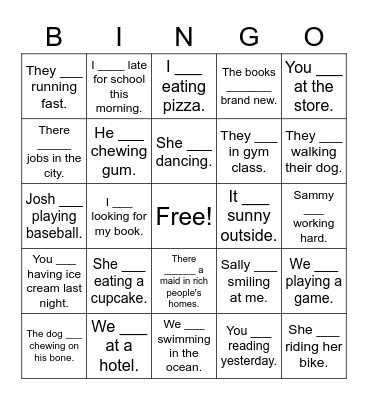 Was & Were Bingo Card