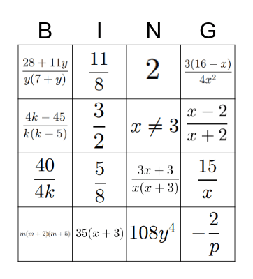 Chapter 7 Review Bingo Card