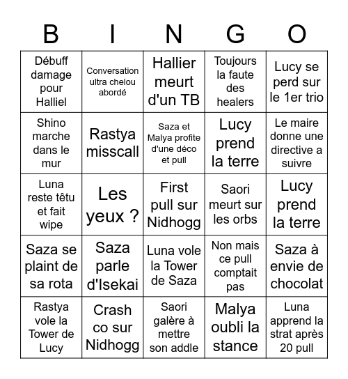Bingo de la semaine Bingo Card