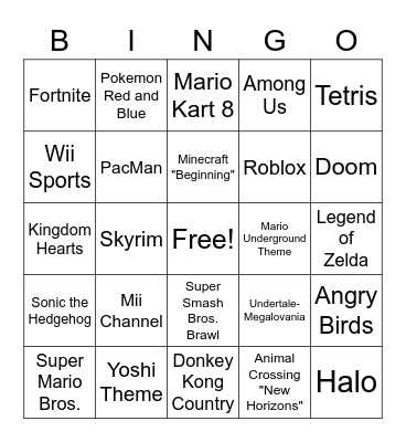 Video Game Music v.2 Bingo Card