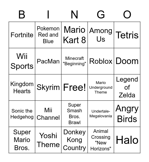 Video Game Music v.2 Bingo Card