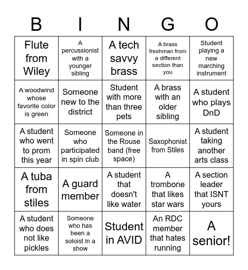 Band BINGO!! Bingo Card