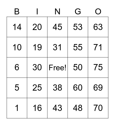 Pacardo Jr., Allan R. Bingo Card