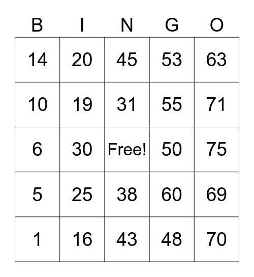 Pacardo Jr., Allan R. Bingo Card