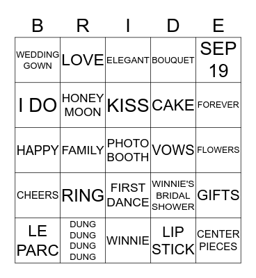 WINNIE & ALEX 2015 Bingo Card