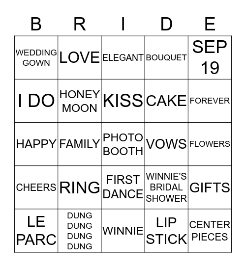 WINNIE & ALEX 2015 Bingo Card