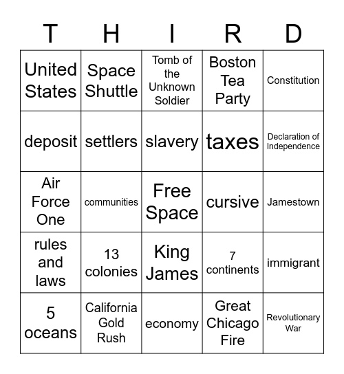 Social Studies Bingo Card