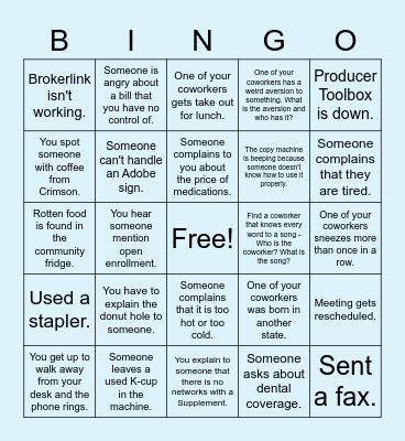 Ohio Health Benefits Bingo Card