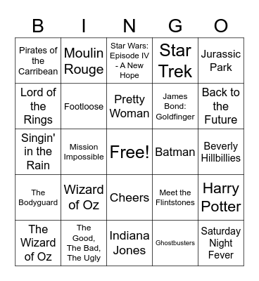 Iconic Movie - Music Bingo Card