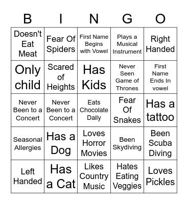 Who Do You Work With? Bingo Card