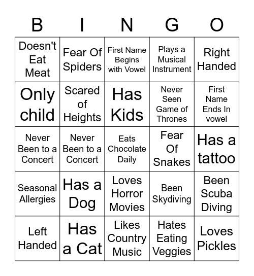 Who Do You Work With? Bingo Card