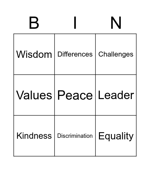 Diversity and Inclusion Bingo Card