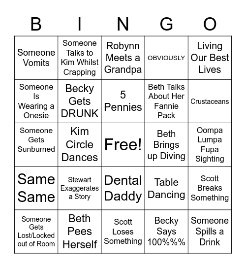 Boat Bingo Card