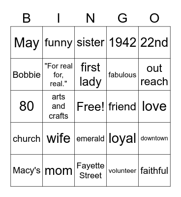 Happy 80th Birthday Barbara!! Bingo Card
