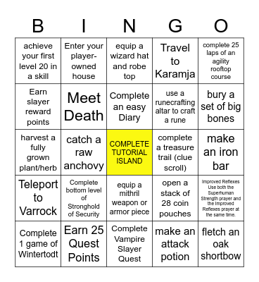 Iron Man Bingo Board - Initiation Level Bingo Card