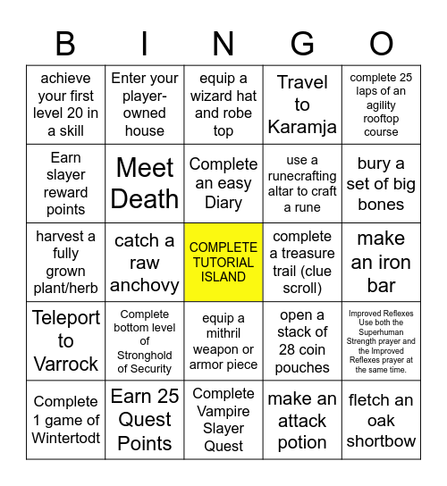 Iron Man Bingo Board - Initiation Level Bingo Card