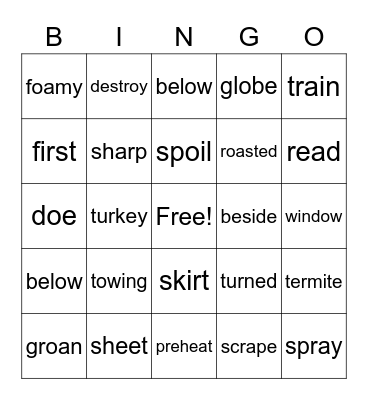 Unit 14-syllable type review Bingo Card