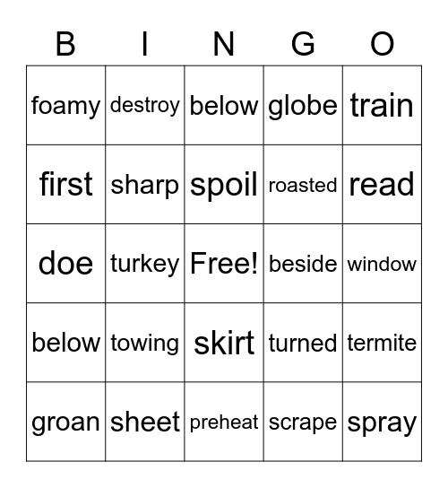 Unit 14-syllable type review Bingo Card