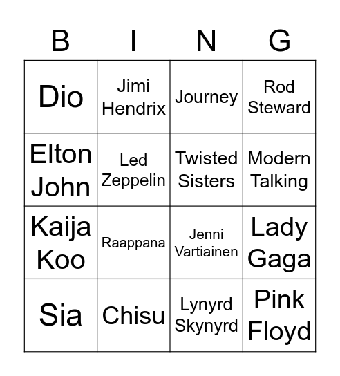 MökkiBingo 1 Bingo Card