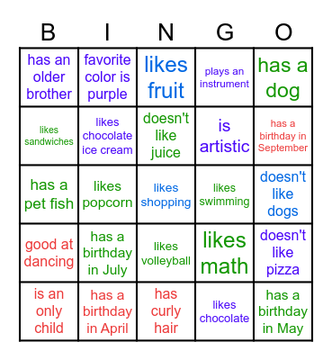 Social Skills- Making Connections Bingo Card