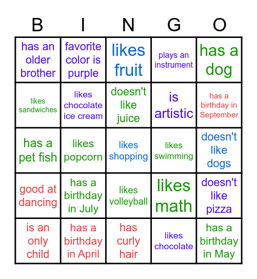 Social Skills- Making Connections Bingo Card