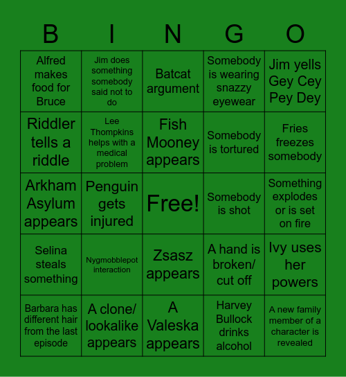 Gotham Episode Bingo! Bingo Card