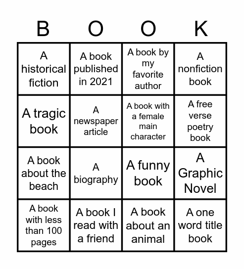 Book Bingo Card