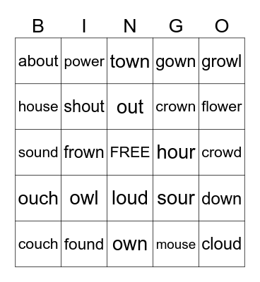 OW, OU Bingo Card