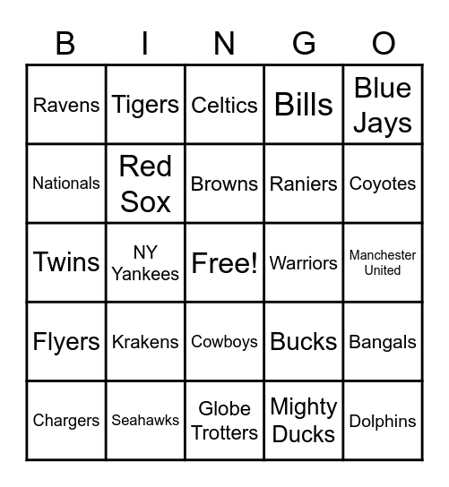 SPORTS! Bingo Card