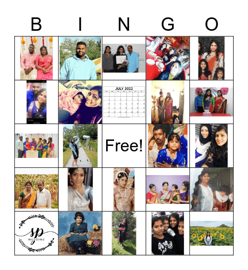 Sukanya's Bridal Shower Bingo Card