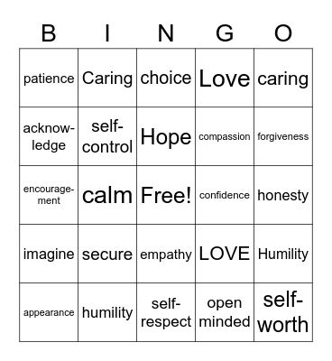 Empathy Bingo Card