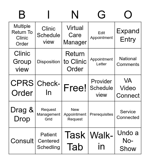 VSE GUI Bingo Card