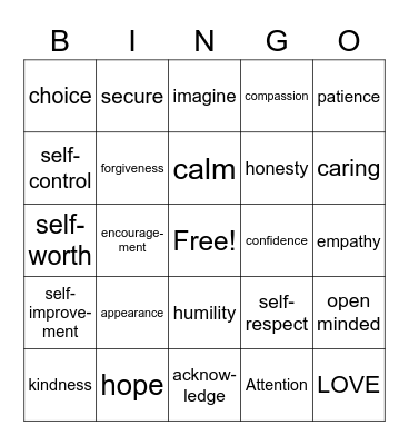 Empathy Bingo Card