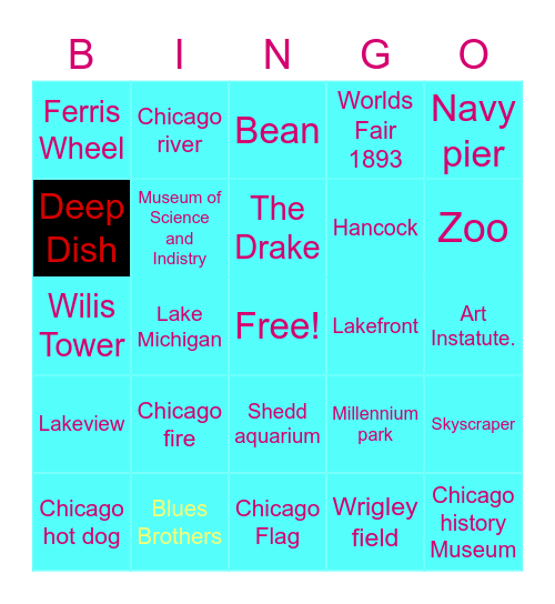 Hava's Chicago bingo Card