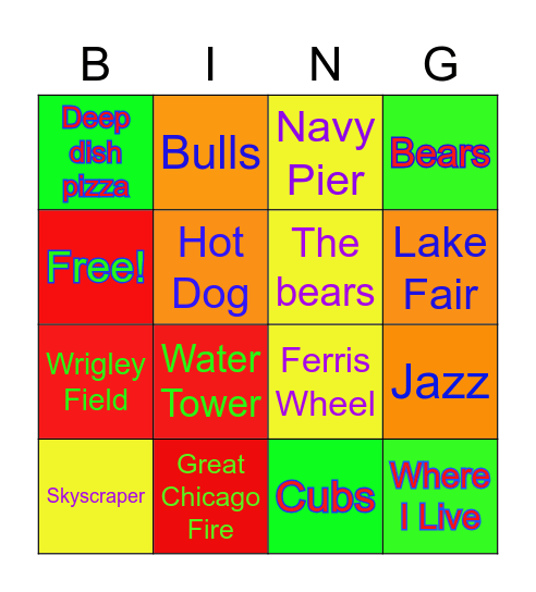 Toby's Chicago Bingo Card
