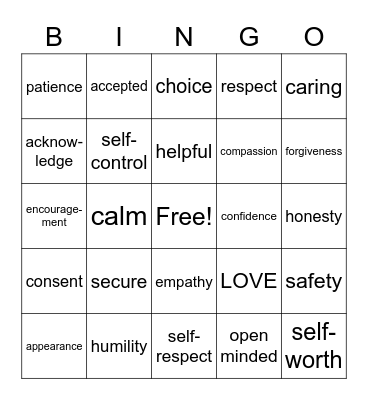 Empathy Bingo Card