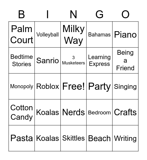 AVA'S BIRTHDAY BINGO Card