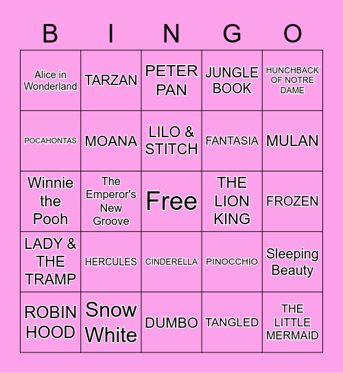 DISNEY Bingo Card