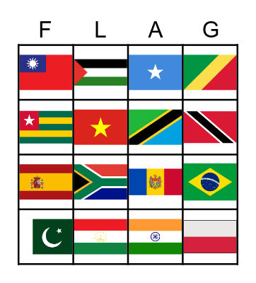 Flag Bingo Card