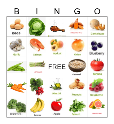 Healthy Foods! Bingo Card