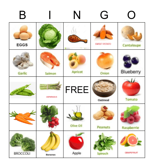 Healthy Foods! Bingo Card