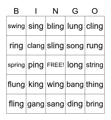 Digraph: ng Bingo Card
