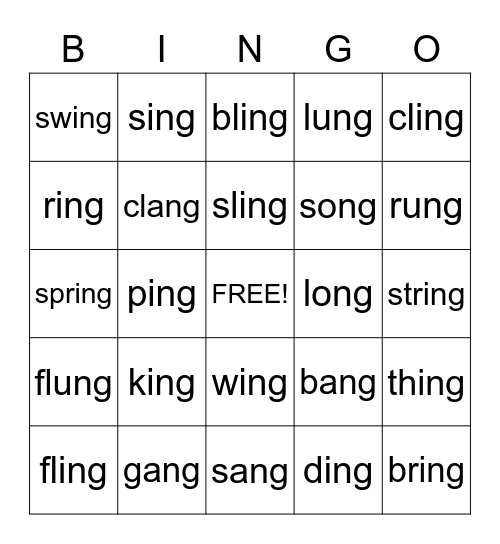 Digraph: ng Bingo Card