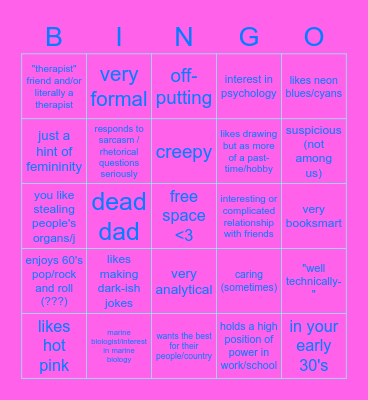 Albert Krueger Kinnie Bingo Card