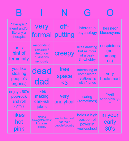 Albert Krueger Kinnie Bingo Card