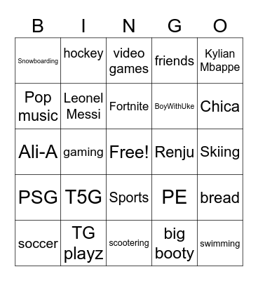 my bingo card Bingo Card