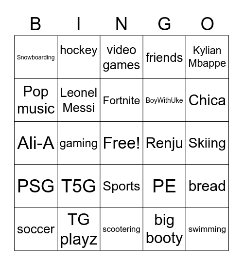 my bingo card Bingo Card