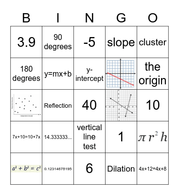 End of Year Math 8th grade BINGO Card