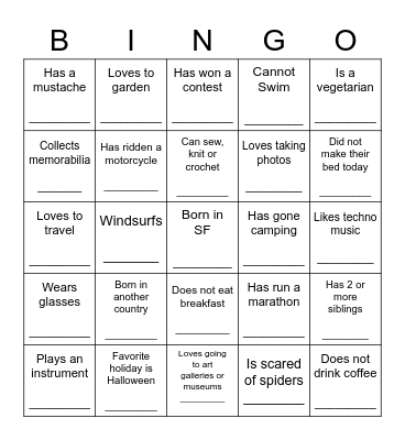 Getting to know CDRU and CDCU Bingo Card