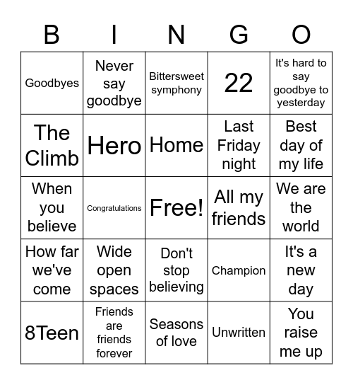 Graduation emotions Bingo Card